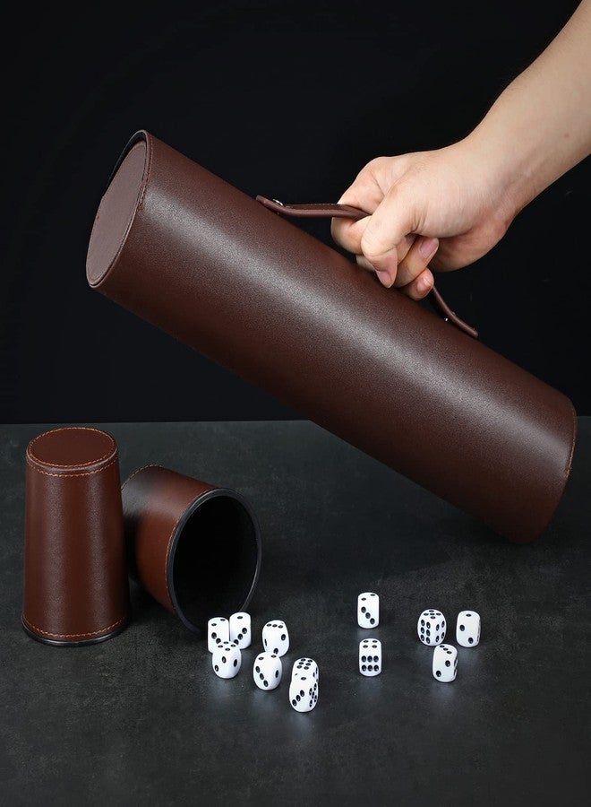 ImnBest Party Games Leather Dice Cup Set, 5 Black Dices Cups + 25 Dice + Exclusive Storage and Transport Case Made of Faux - Image 3